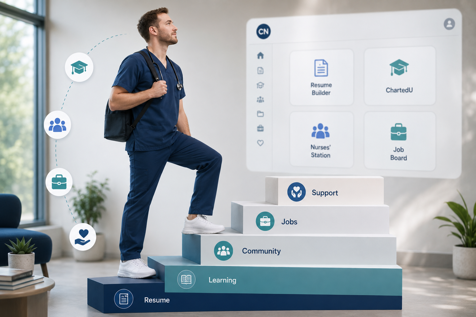A nurse climbing the career ladder in healthcare