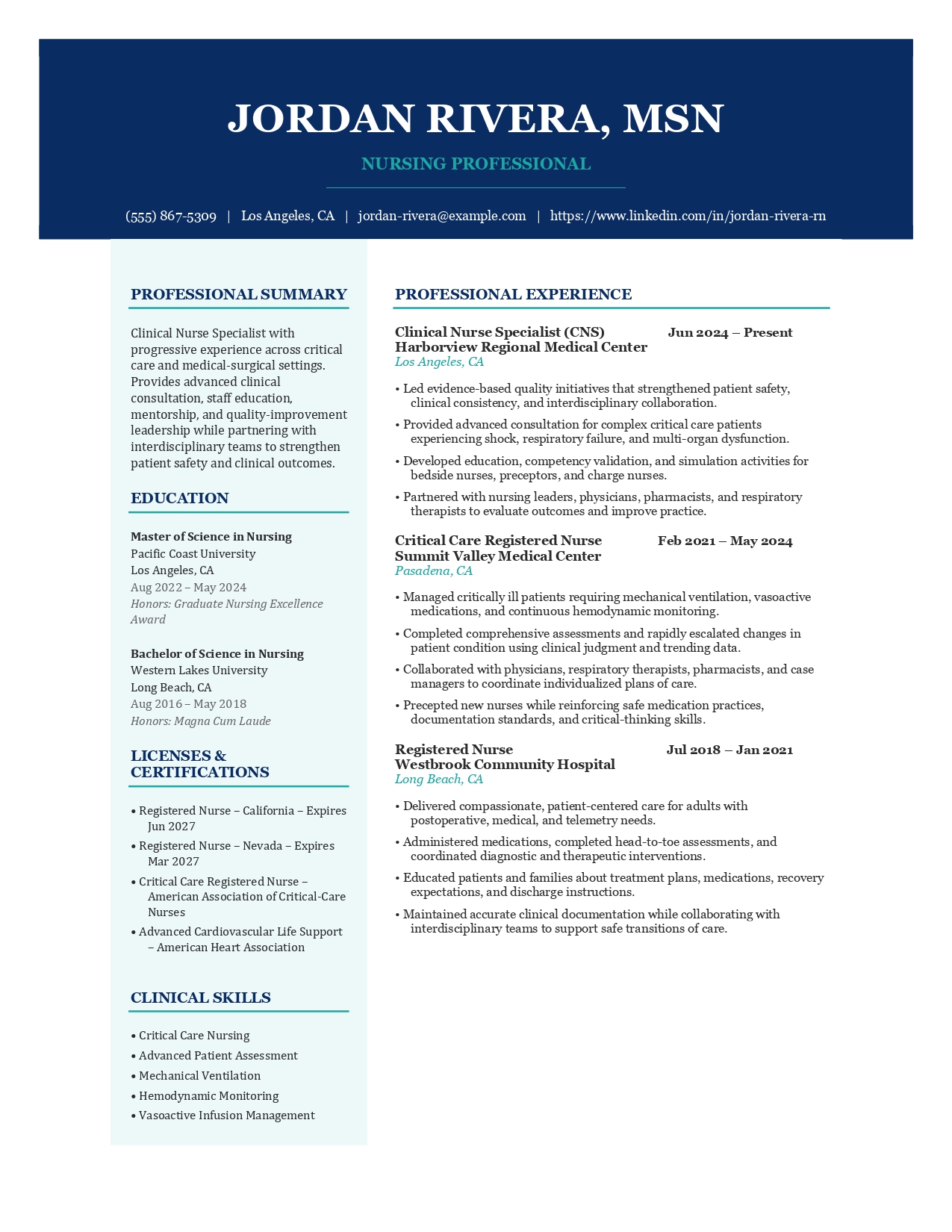 Charted Signature resume template preview